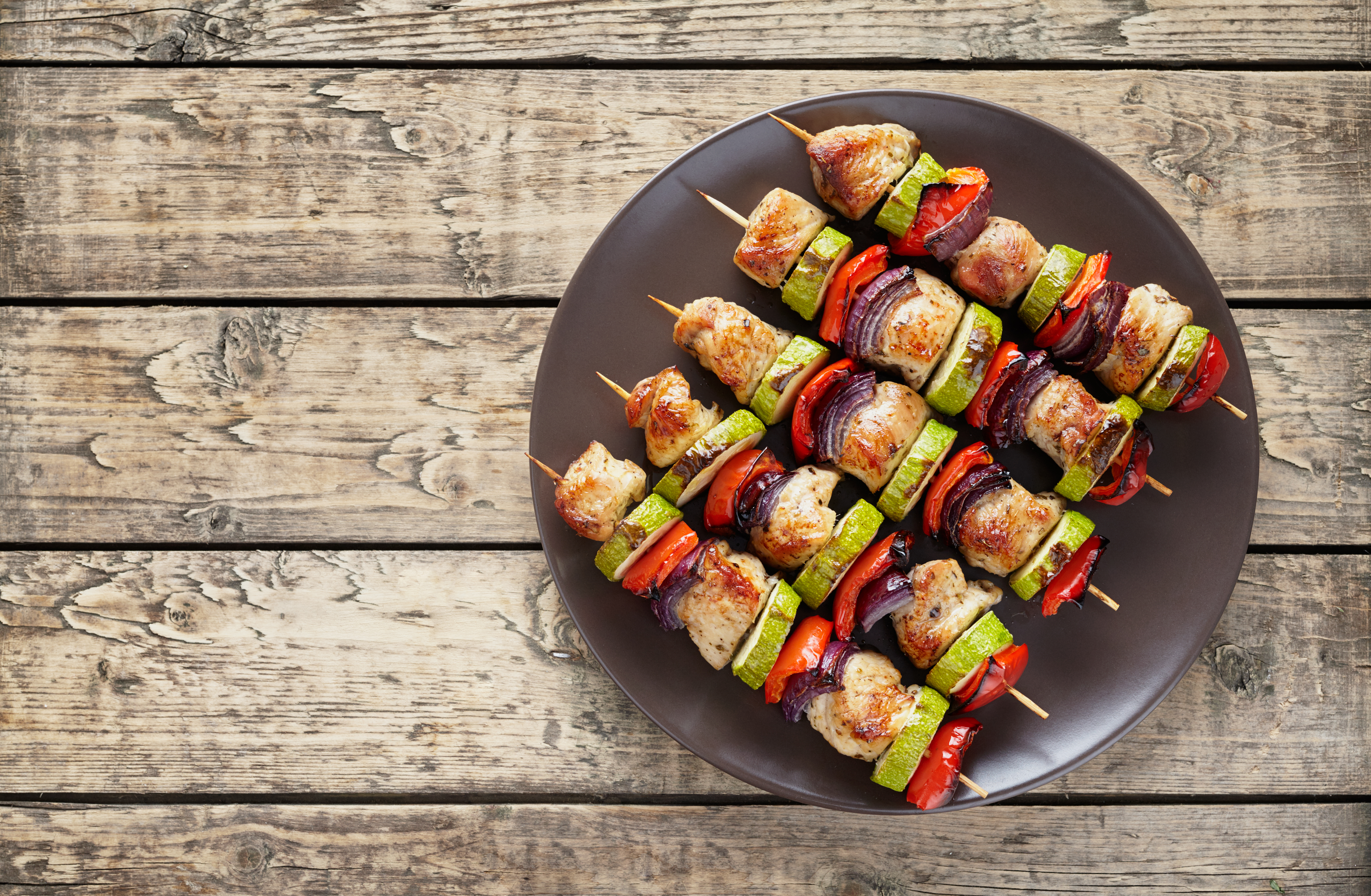 Plated Chicken Kebabs