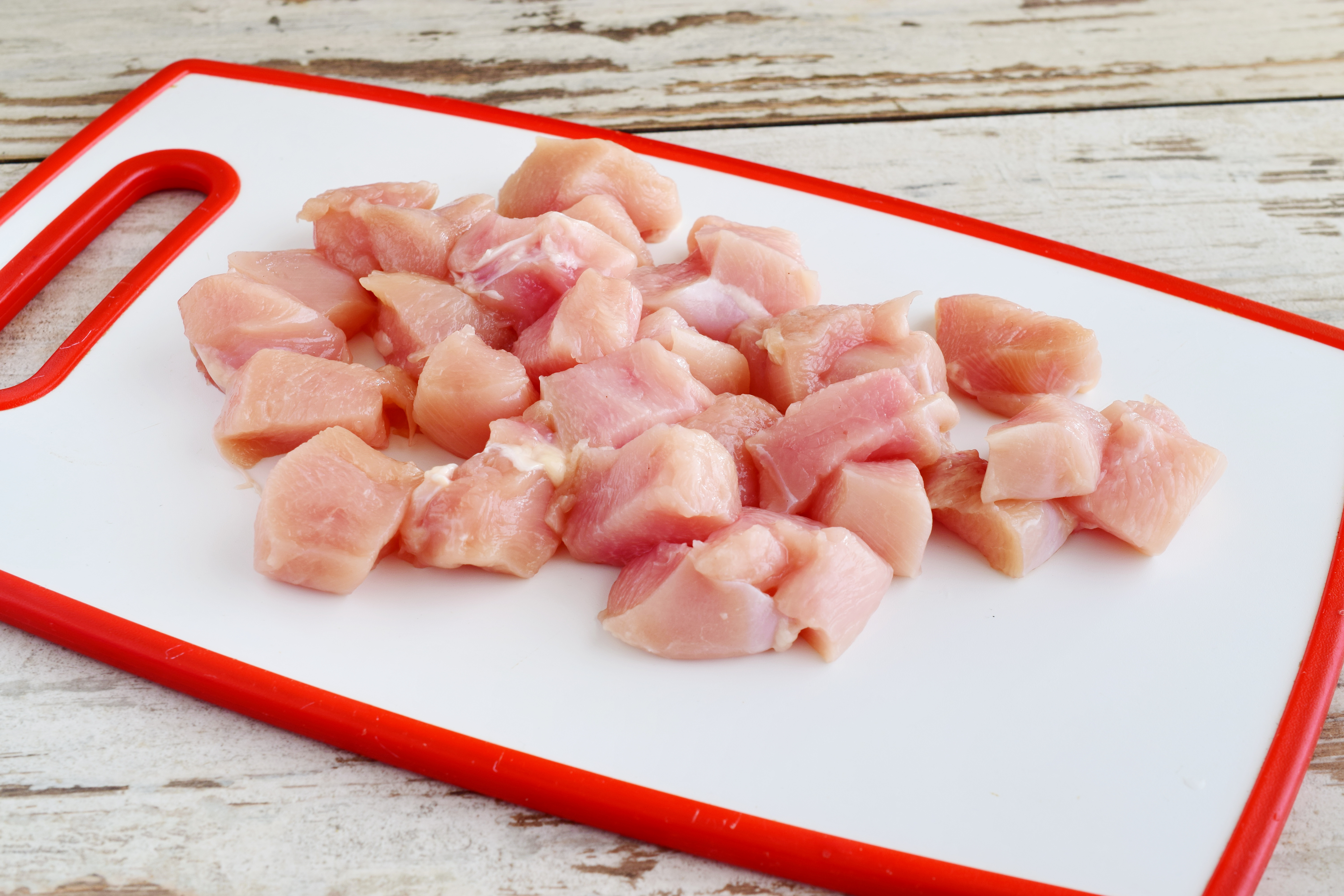 Raw Cubed Chicken