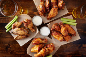 Chicken Wings with Dressing, Celery, and Beer