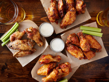 Chicken Wings with Dressing, Celery, and Beer