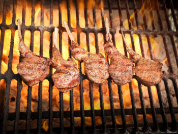 Rack of Lamb on Grill with flames